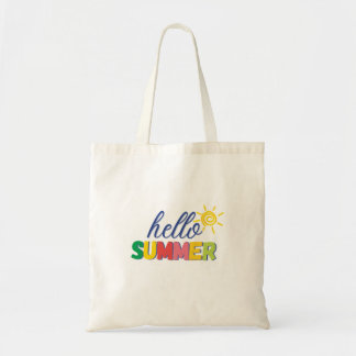 "hello summer" tote bag
