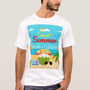 Hello Summer Tropical Beach T-Shirt   Sunny Ocean 