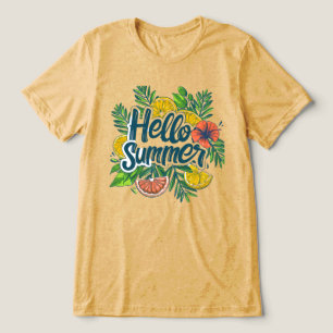 Hello Summer Tropical Citrus Graphic T-Shirt Tri-Blend Shirt