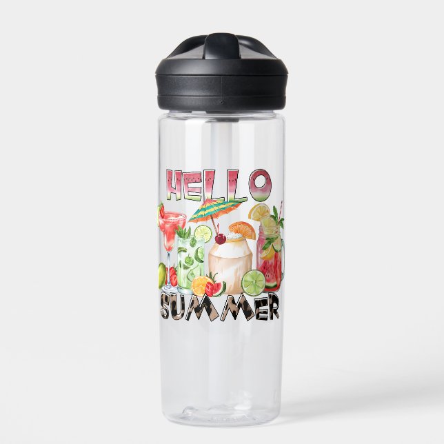 Hello Summer Tropical Drinks Mug – Refreshing Vibe Water Bottle (Front)