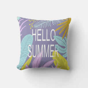 Hello Summer Tropical   Monogram Throw Pillow