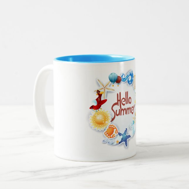 Hello Summer Two-Tone Coffee Mug (Front Left)