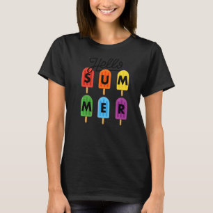 Hello Summer Vacation Cute Ice Lolly Popsicle Hell T-Shirt