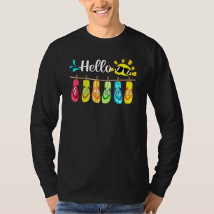Hello Summer Vacation Flip Flops Aloha Hawaii Beac T-Shirt