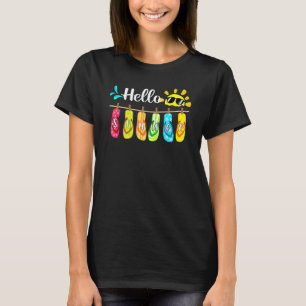 Hello Summer Vacation Flip Flops Aloha Hawaii Beac T-Shirt