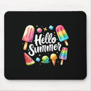 Hello Summer Vacation Ice Cream Popsicle Funny Hol Mouse Pad