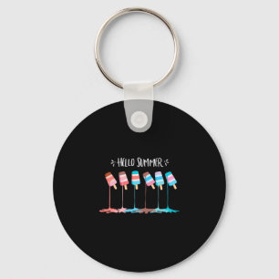 Hello summer vacation ice cream popsicle ice lolly key ring