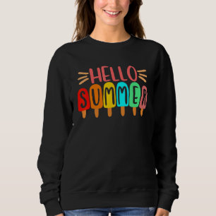 Hello Summer Vacation Ice Cream Popsicle Womens Gi Sweatshirt