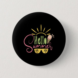 Hello Summer Vacation Ice Cream Sunglasses 6 Cm Round Badge
