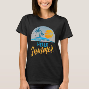 Hello Summer Vacation Palm Tree Beach Chairs Summe T-Shirt