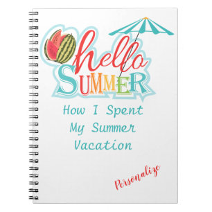 Hello Summer Vacation Personalise Notebook Journal