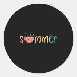 Hello Summer Vacation Watermelon Gift Classic Round Sticker