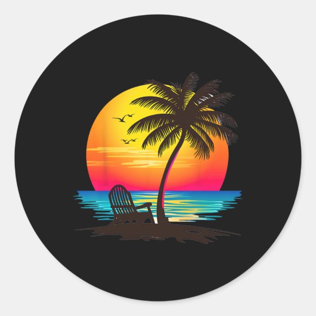 Hello Summer Vibes Vacation Mens Womens Beach Crui Classic Round Sticker (Front)