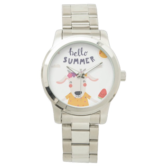 Hello summer watch - big silver bracelet (Front)
