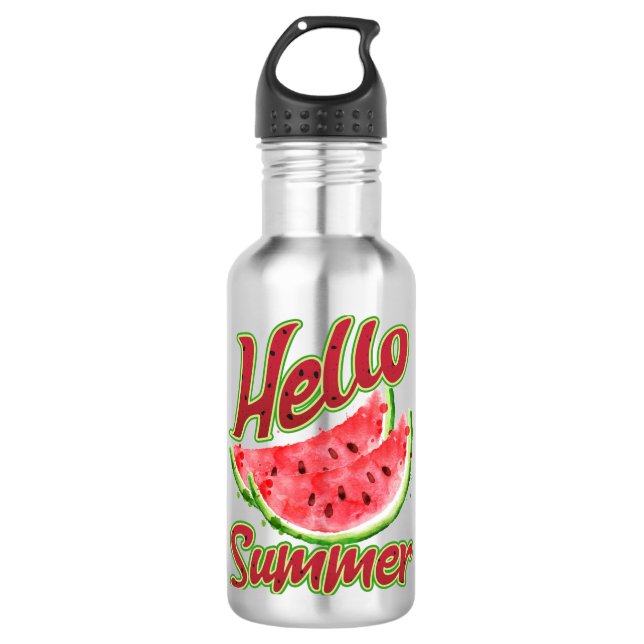 Hello Summer | Watercolor Watermelon Design 532 Ml Water Bottle (Front)
