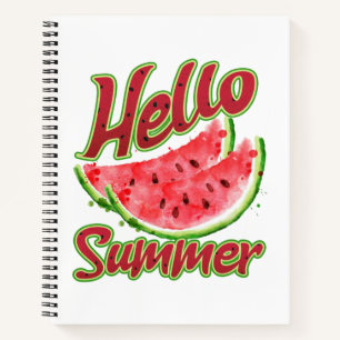 Hello Summer Watercolor Watermelon Design Notebook