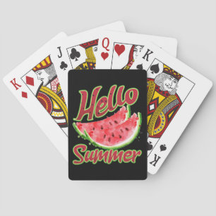 Hello Summer   Watercolor Watermelon Design Playing Cards
