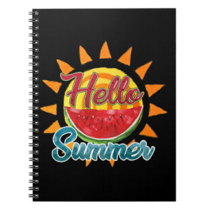 Hello Summer Watercolor Watermelon & Vibrant Sun Notebook