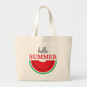 Hello Summer Watermelon Fruit Large Tote Bag