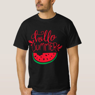 Hello Summer Watermelon Slice Design T-Shirt