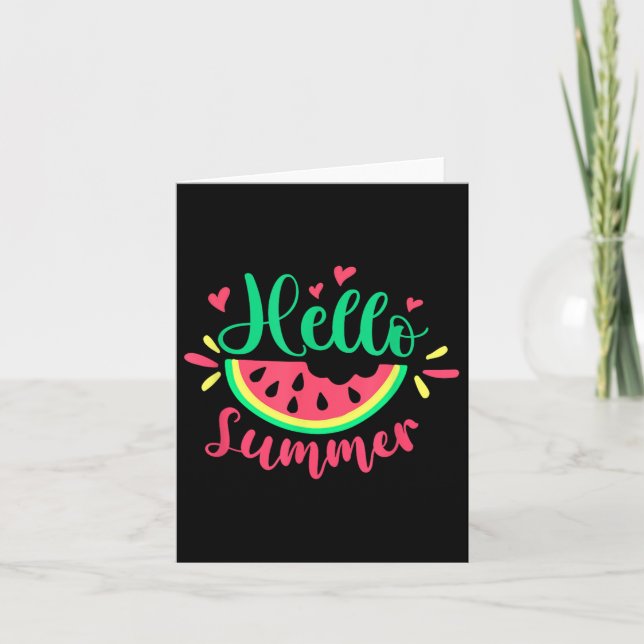 Hello Summer Watermelon Summertime Summer Vacation Card (Front)