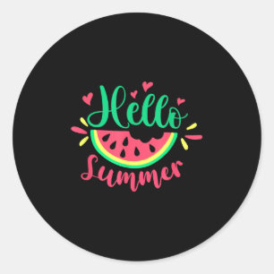 Hello Summer Watermelon Summertime Summer Vacation Classic Round Sticker