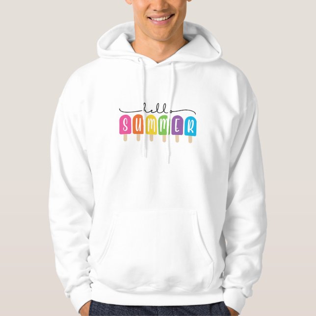 Hello Summer with Colourful Text  Hoodie (Front)