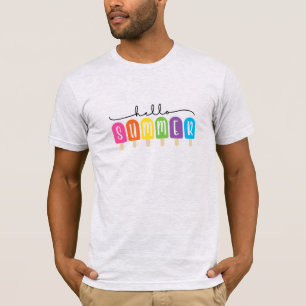 Hello Summer with Colourful Text  T-Shirt