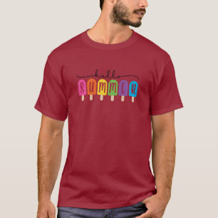 Hello Summer with Colourful Text  T-Shirt