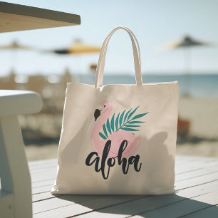 Hello Summer with Flamingo Tropical Tote Bag