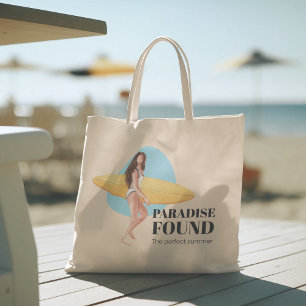 Hello Summer with typography Tropical Tote Bag