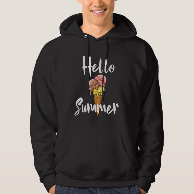 Hello Summer  Women Ice Cream Love  Party Hoodie (Front)
