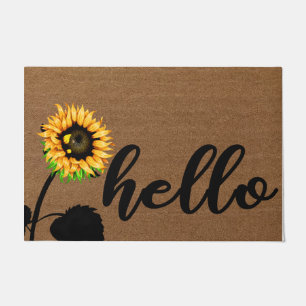 Hello Sunflower Design Mat, Adorable Sunflower Doormat