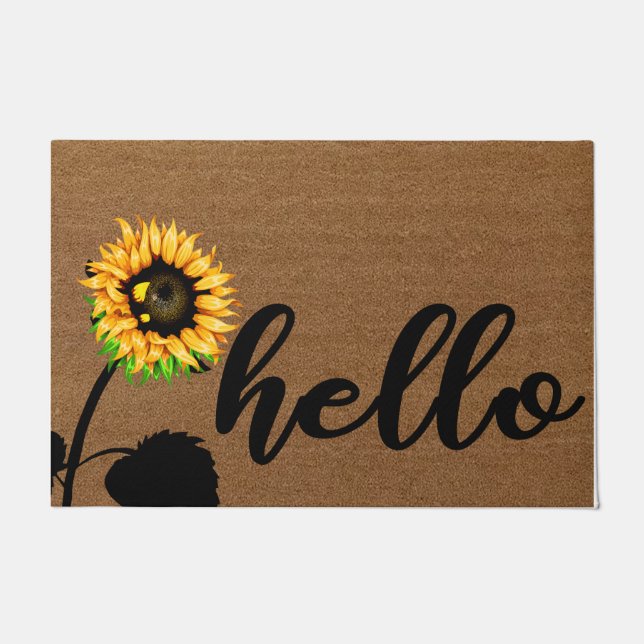 Hello Sunflower Doormat, Sunflower Quotes Mat (Front)
