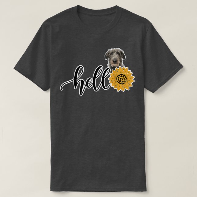 Hello Sunflower Scottish Deerhound  T-Shirt (Design Front)
