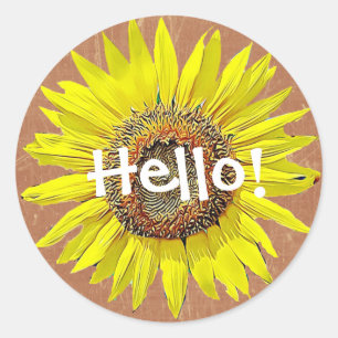 Hello Sunflower Stickers Yellow and Brown
