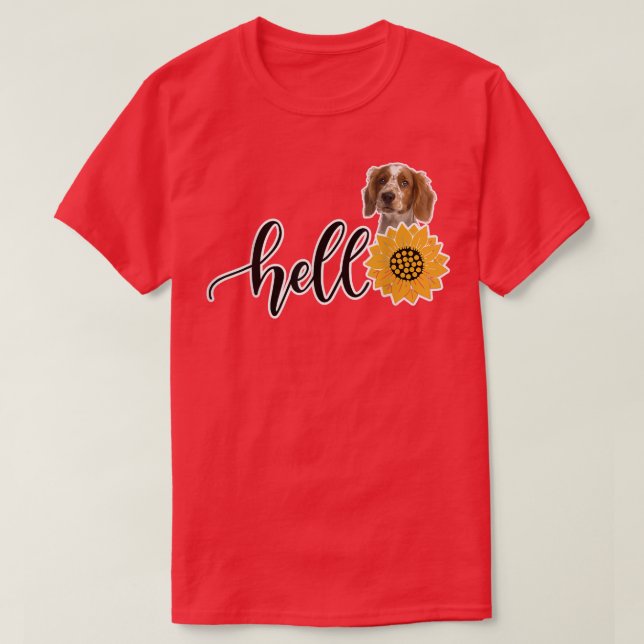 Hello Sunflower Welsh Springer Spaniel  T-Shirt (Design Front)