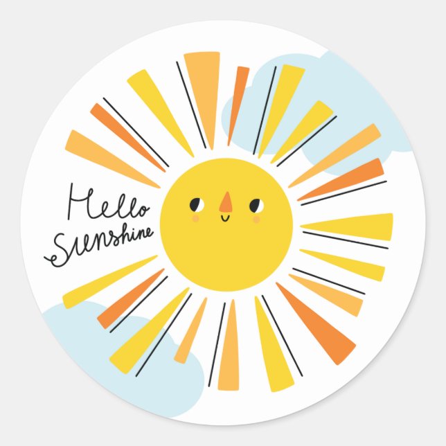 Hello Sunshine Baby Shower Classic Round Sticker (Front)
