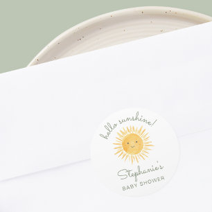 Hello Sunshine Baby Shower  Classic Round Sticker