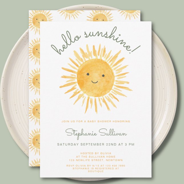 Hello Sunshine Baby Shower  Invitation (Creator Uploaded)