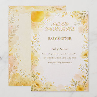 Hello Sunshine Baby Shower Invitation | Simple Sun