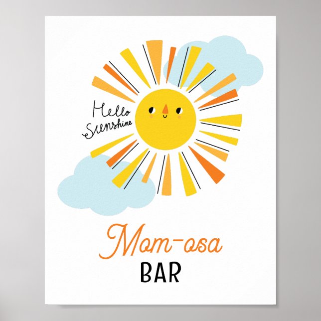 Hello Sunshine Baby Shower Mum-osa Bar Poster (Front)