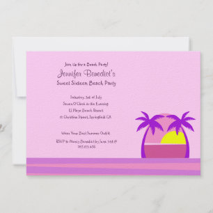 Hello Sunshine Beach Party Pink Custom Invitation