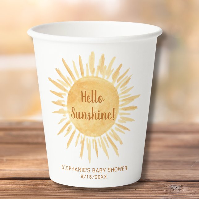 Hello Sunshine Boho Baby Shower Paper Cups (Creator Uploaded)