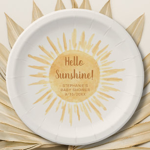 Hello Sunshine Boho Baby Shower Paper Plate