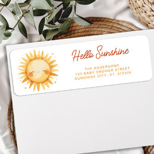 Hello Sunshine Boho Baby Shower Return Address Label