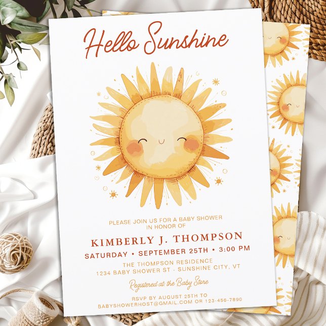 Hello Sunshine Boho Gender Neutral Baby Shower Invitation (Creator Uploaded)