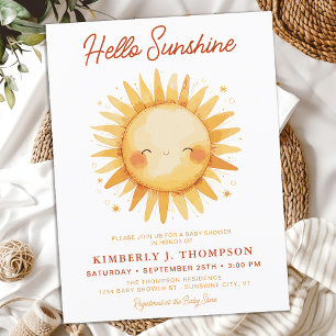 Hello Sunshine Boho Gender Neutral Baby Shower Invitation Postcard