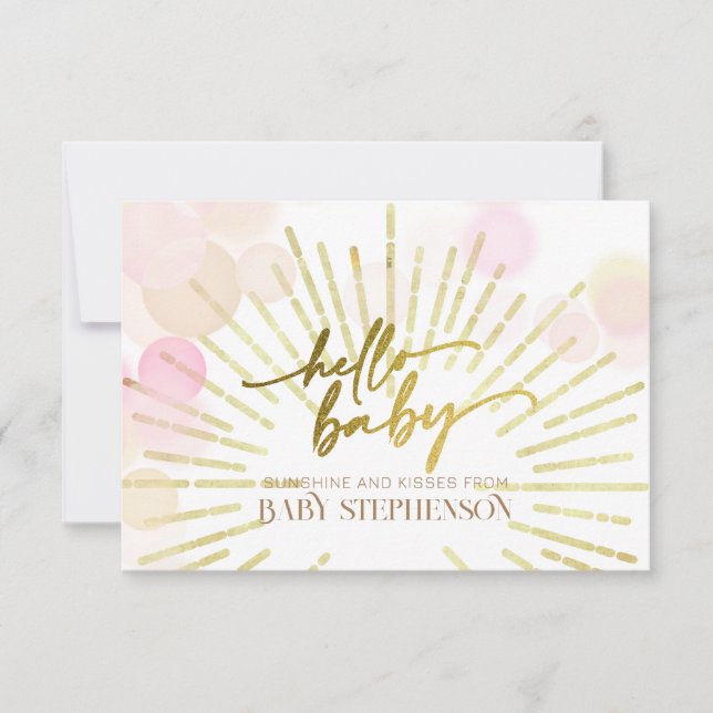 Hello Sunshine Boho Modern Happy Baby Girl Shower Thank You Card (Front)