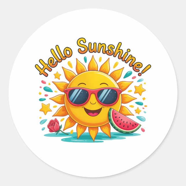Hello Sunshine  Classic Round Sticker (Front)